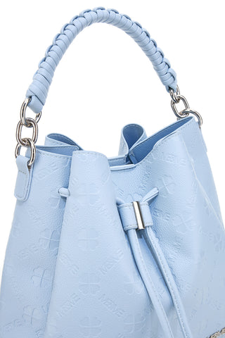 Hellblaue Eimertasche mit Schulterriemen und Clutch Me & me L2526