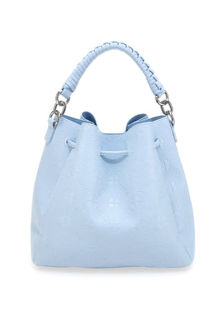 Hellblaue Eimertasche mit Schulterriemen und Clutch Me & me L2526