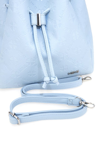 Hellblaue Eimertasche mit Schulterriemen und Clutch Me & me L2526