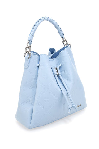 Hellblaue Eimertasche mit Schulterriemen und Clutch Me & me L2526