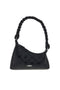 Schwarze durchbrochene Tasche mit geflochtenem Griff Me & me L4743