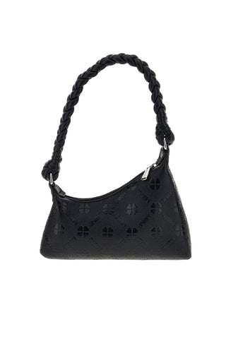 Schwarze durchbrochene Tasche mit geflochtenem Griff Me & me L4743