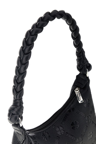 Schwarze durchbrochene Tasche mit geflochtenem Griff Me & me L4743