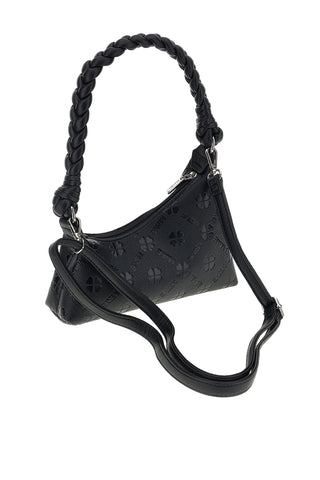 Schwarze durchbrochene Tasche mit geflochtenem Griff Me & me L4743