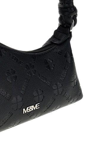 Schwarze durchbrochene Tasche mit geflochtenem Griff Me & me L4743