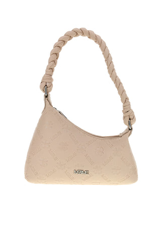 Borsa beige con manico intrecciato Me & me L4743
