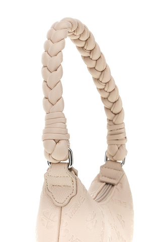 Beige Tasche mit geflochtenem Henkel Me & me L4743