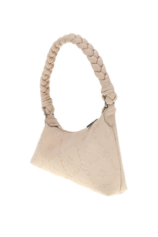 Beige Tasche mit geflochtenem Henkel Me & me L4743