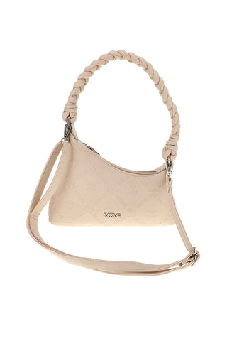 Beige Tasche mit geflochtenem Henkel Me & me L4743