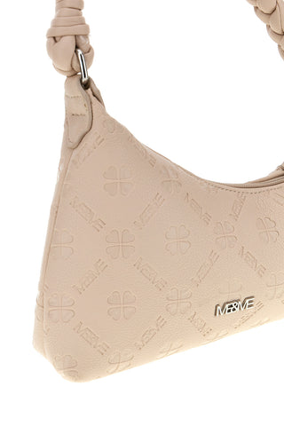 Beige Tasche mit geflochtenem Henkel Me & me L4743