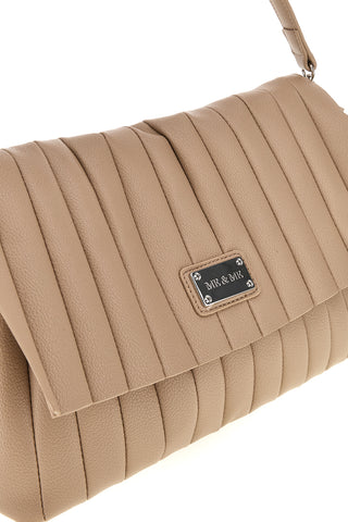 Borsa a spalla beige con pattina e pochette Me & Me E4728B
