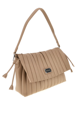 Borsa a spalla beige con pattina e pochette Me & Me E4728B