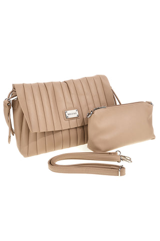 Borsa a spalla beige con pattina e pochette Me & Me E4728B
