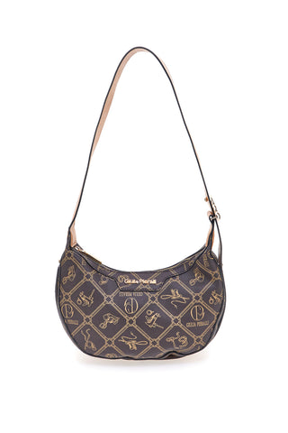 Borsa a spalla marrone stampa logo Giulia Pieralli R-335