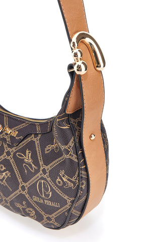 Braune Umhängetasche mit Logodruck Giulia Pieralli R-335