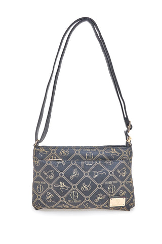 Borsa a tracolla nero stampa logo Giulia Pieralli GP431