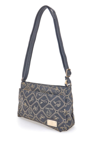 Schwarzes Logo Druck Umhängetasche Giulia Pieralli GP431