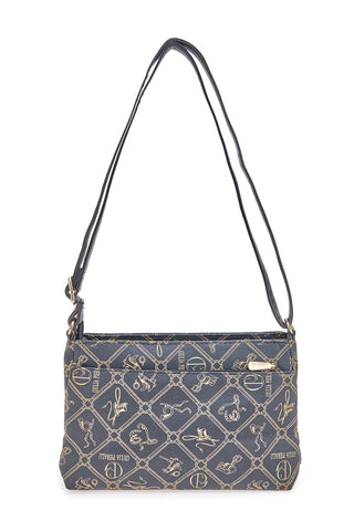 Schwarzes Logo Druck Umhängetasche Giulia Pieralli GP431