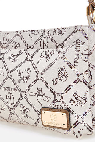 Borsa a tracolla beige stampa logo Giulia Pieralli GP431