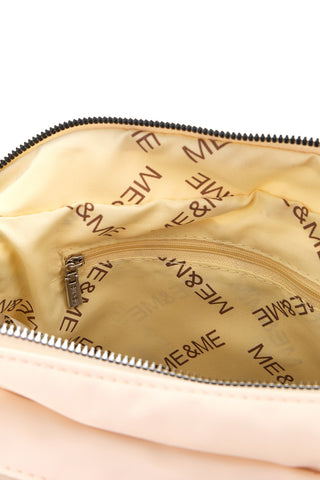 Beige Tasche mit mehreren Reißverschlüssen und verstellbarem Schulterriemen Me & me spa 2332