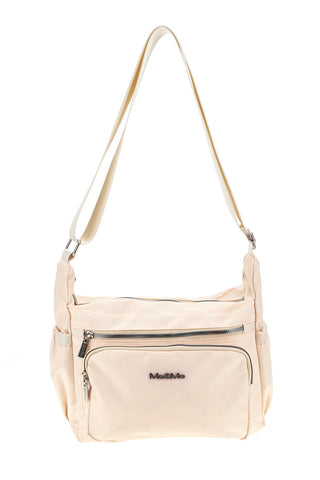 Borsa beige con zip multiple e tracolla regolabile Me & me spa 8059