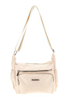 Beige Tasche mit mehreren Reißverschlüssen und verstellbarem Schulterriemen Me & me spa 8059
