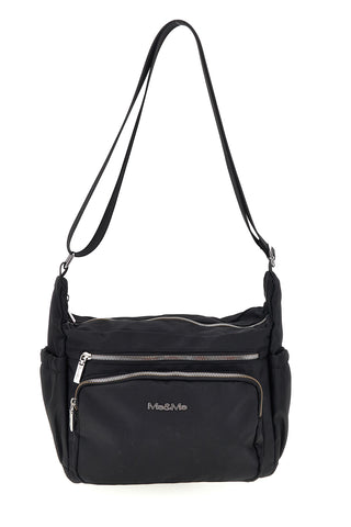 Borsa nera con zip multiple e tracolla regolabile Me & me spa 8059