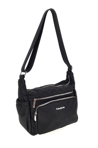 Schwarze Tasche mit mehreren Reißverschlüssen und verstellbarem Schulterriemen Me & me spa 8059