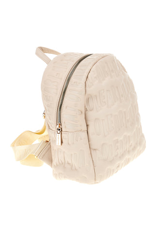 Cremefarbener Rucksack mit geprägtem Logo Naj-oleari 61489/SOFY2