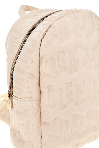 Cremefarbener Rucksack mit geprägtem Logo Naj-oleari 61489/SOFY2