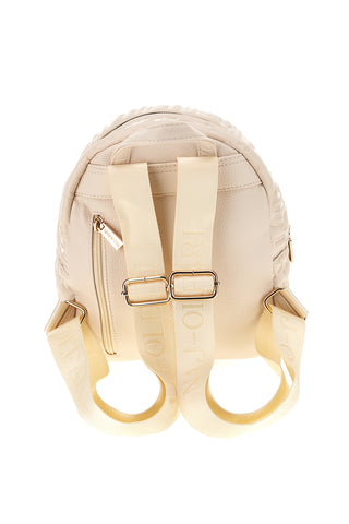 Cremefarbener Rucksack mit geprägtem Logo Naj-oleari 61489/SOFY2