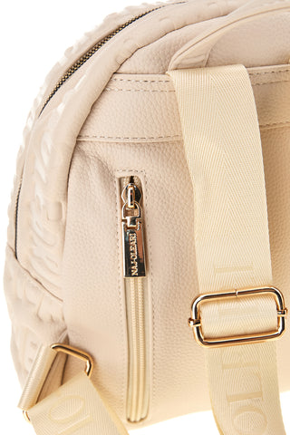 Cremefarbener Rucksack mit geprägtem Logo Naj-oleari 61489/SOFY2