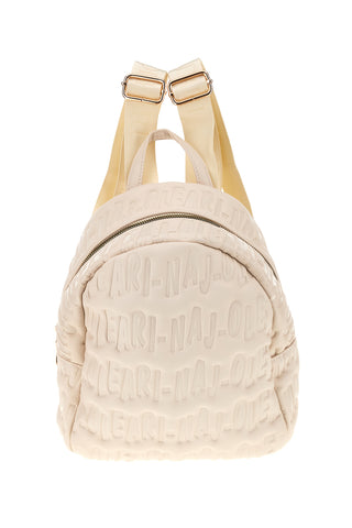 Cremefarbener Rucksack mit geprägtem Logo Naj-oleari 61489/SOFY2