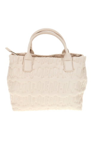 Cremefarbene Handtasche mit geprägtem Logo Naj-oleari 61193/SOFY2