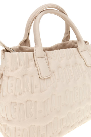 Cremefarbene Handtasche mit geprägtem Logo Naj-oleari 61193/SOFY2