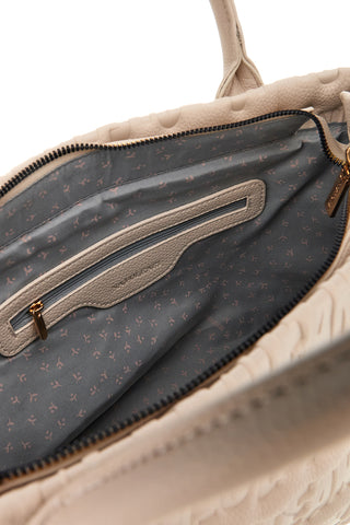 Cremefarbene Handtasche mit geprägtem Logo Naj-oleari 61193/SOFY2