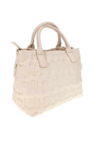 Cremefarbene Handtasche mit geprägtem Logo Naj-oleari 61193/SOFY2