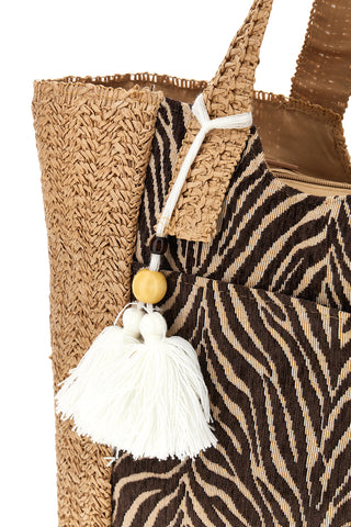 Beige Strandtasche mit gemustertem Renato balestra 62140/ZAN2