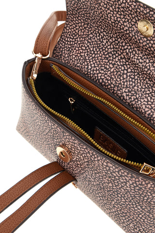 Braun gemusterte Tasche mit abnehmbarem Schulterriemen Basile BA12052TAP