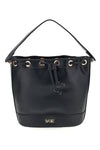 Schwarze Bucket Bag mit Kordelzug und goldenen Basile Details BA1277DOLL