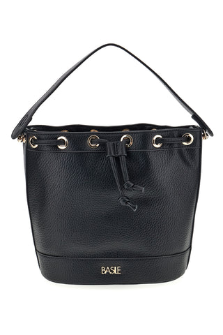 Borsa Bucket Nera con Coulisse e Dettagli Dorati Basile BA1277DOLL