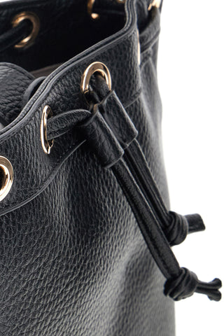 Schwarze Bucket Bag mit Kordelzug und goldenen Basile Details BA1277DOLL