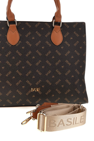 Borsa marrone logata Basile BA1145LOG