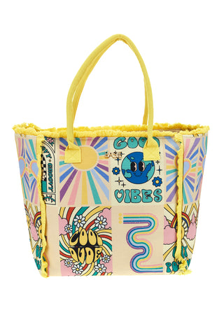 Borsa mare multicolore con frange Basile BA23721
