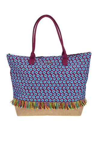 Borsa mare multicolore con frange Basile BA22217