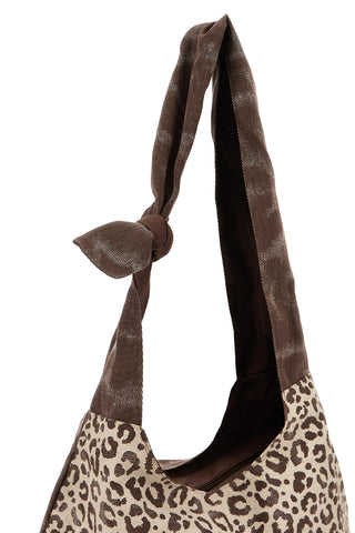Borsa beige animalier con nodo Basile CLASSBA22222