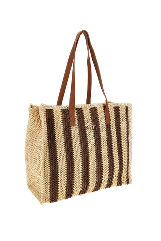 Basile gewebt beige und braun Strandtasche BA27409