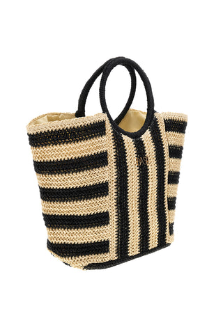 Basile beige und schwarz gewebte Strandtasche BA27408