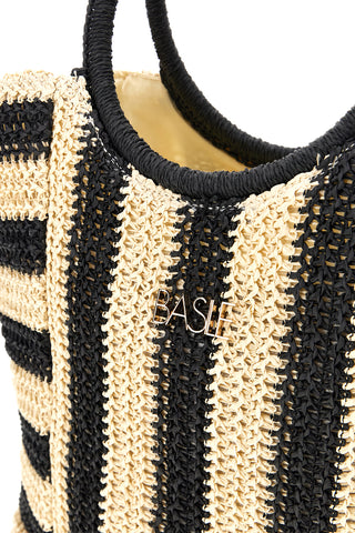 Basile beige und schwarz gewebte Strandtasche BA27408