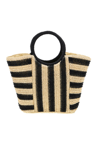 Basile beige und schwarz gewebte Strandtasche BA27408